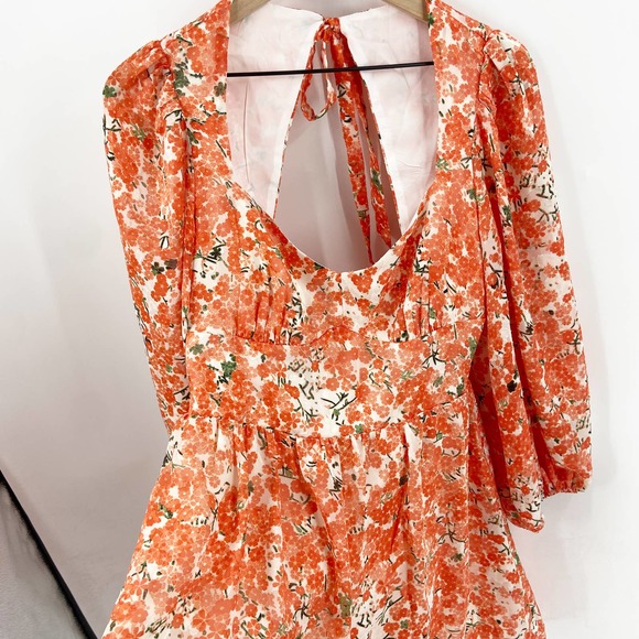 Hello Molly Floral Mini Dress in Orange and White - Picture 10 of 14